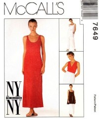 7649 MCCALLS NY NY  STRETCH KNIT LONG DRESS, TUNIC, WRAP VEST, PANTS PATTERN 12